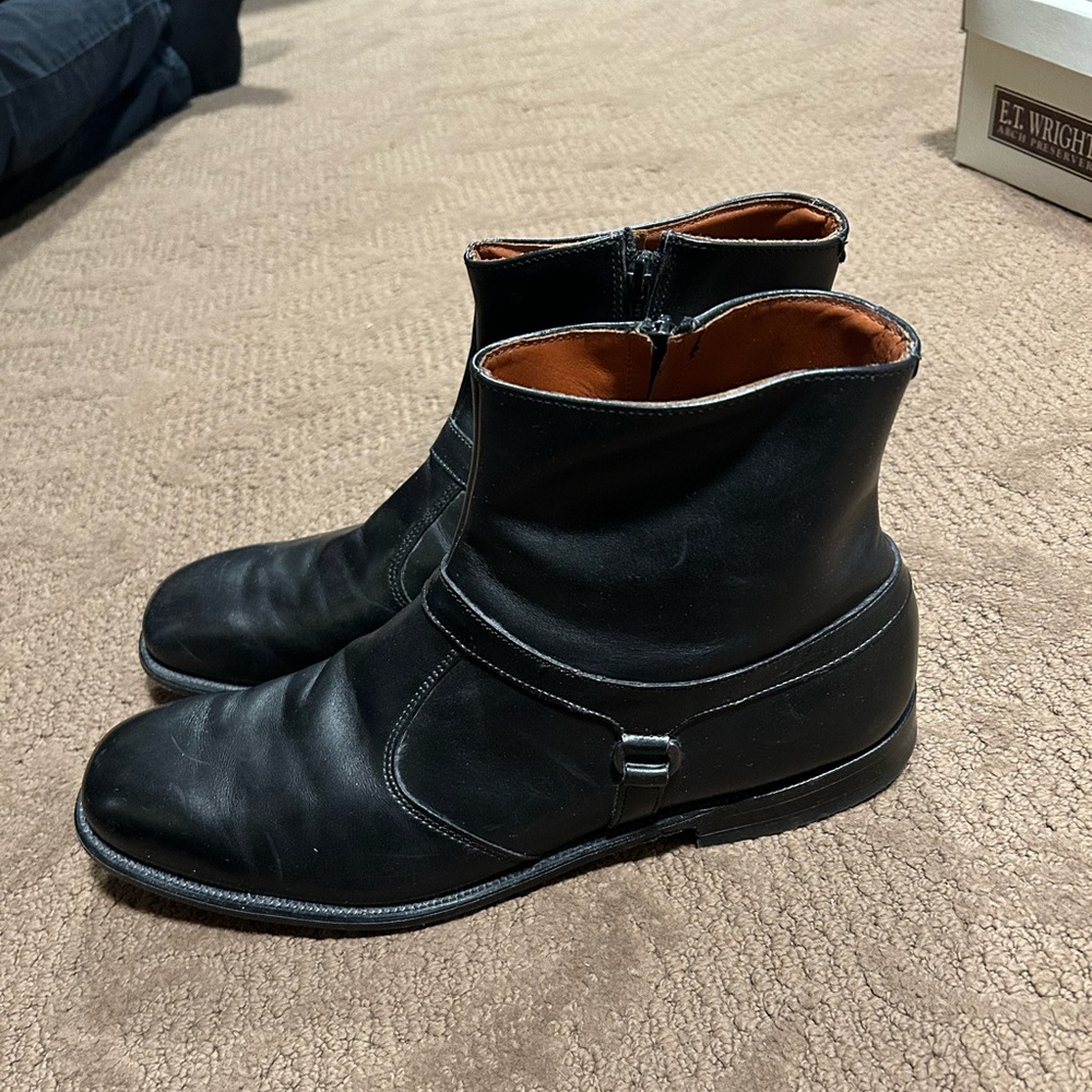 ET WRIGHT BLACK BOOTS VINTAGE 14B NARROW